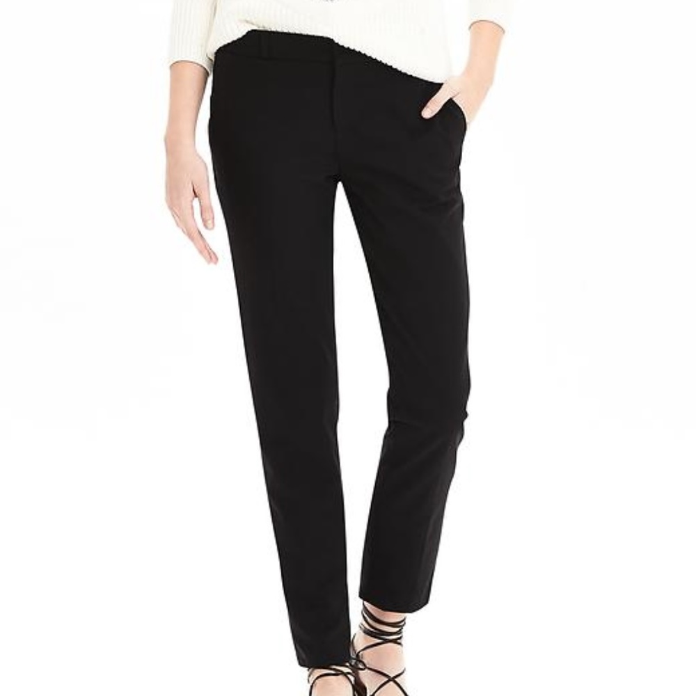 BANANA REPUBLIC AVERY BLACK LTWT WOOL CROP PANTS 4